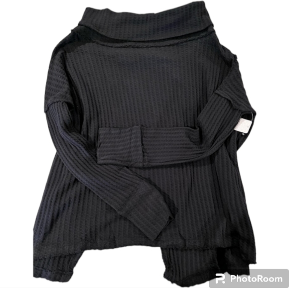 Free people juicy long sleeve large black thermal top - Picture 3 of 4